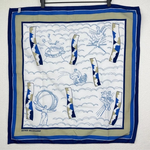 New York Rockefeller Center Square Scarf Iconic Statues Art Deco Prometheus Rare - Picture 2 of 12